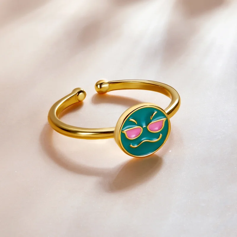 (imagem para) Pandora Style Emoji - Cool Open Ring - SCR737-A - Visualizar 3