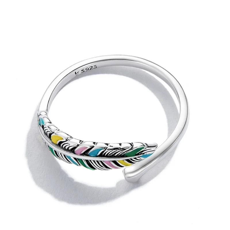 (imagem para) Pandora Style Feather Open Ring - SCR799 - Visualizar 4