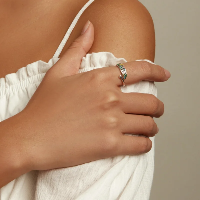 (imagem para) Pandora Style Feather Open Ring - SCR799 - Visualizar 6