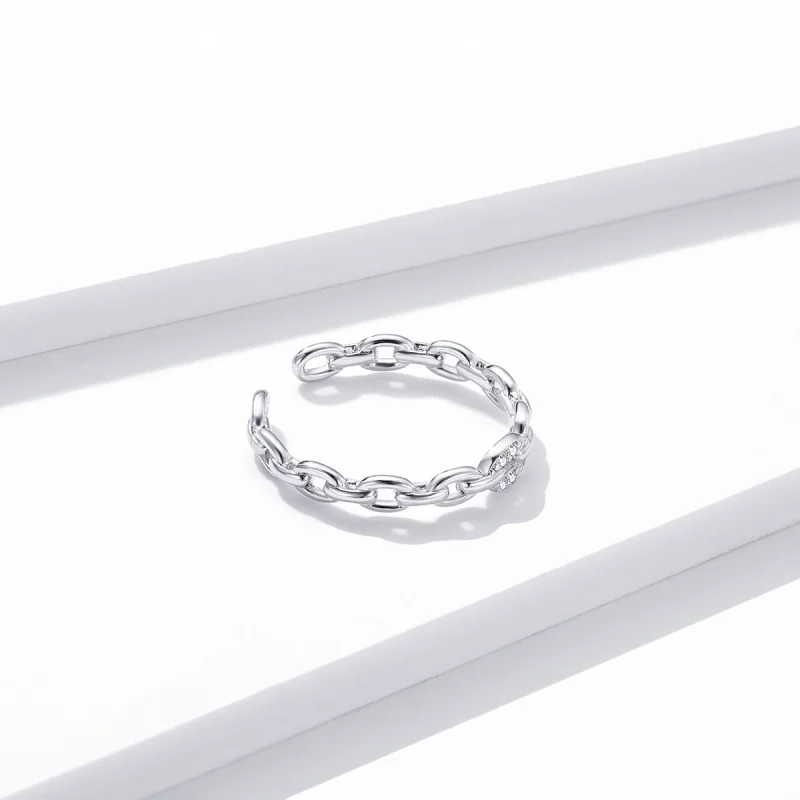 (imagem para) Pandora Style Geometric Chain Open Ring - BSR145 - Visualizar 2
