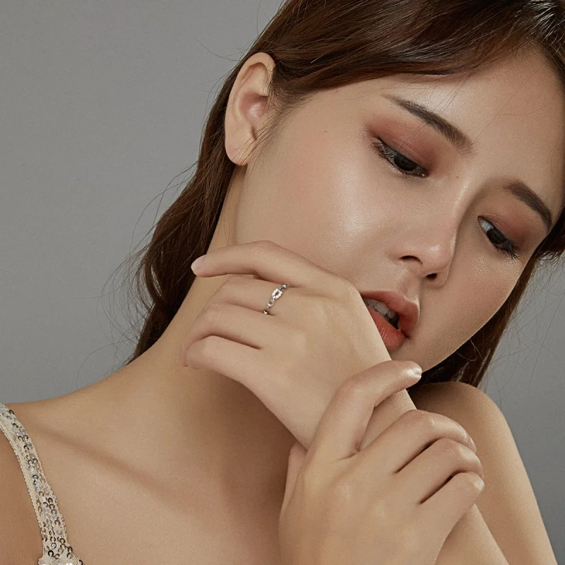 (imagem para) Pandora Style Geometric Chain Open Ring - BSR145 - Visualizar 6