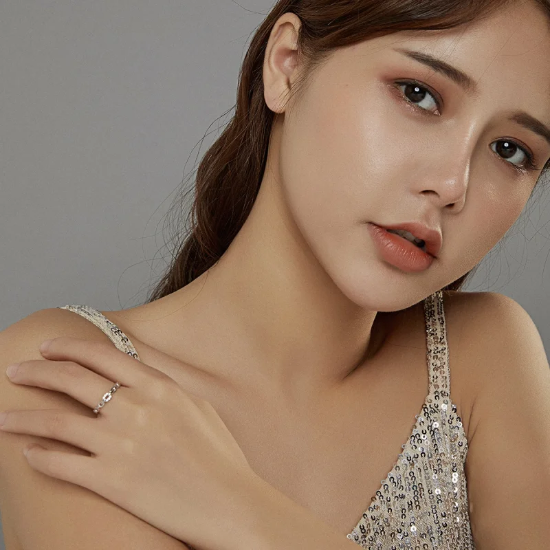 (imagem para) Pandora Style Geometric Chain Open Ring - BSR145 - Visualizar 8