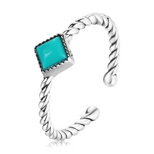 (imagem para) Pandora Style Geometric Turquoise Open Ring - SCR753