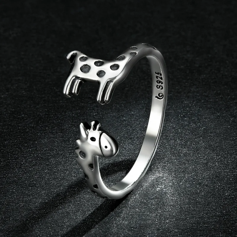 (imagem para) Pandora Style Giraffe Open Ring - BSR228 - Visualizar 5