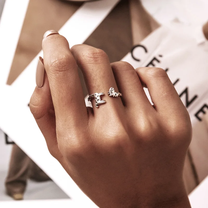 (imagem para) Pandora Style Giraffe Open Ring - BSR228 - Visualizar 8