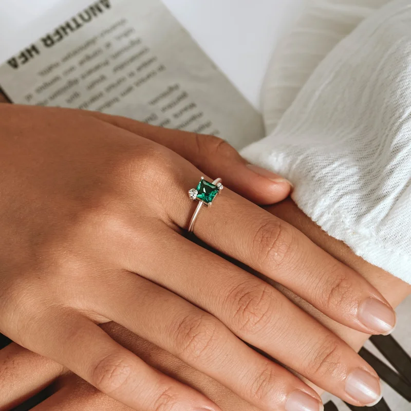 (imagem para) Pandora Style Green Zirconium Open Ring - SCR754 - Visualizar 7