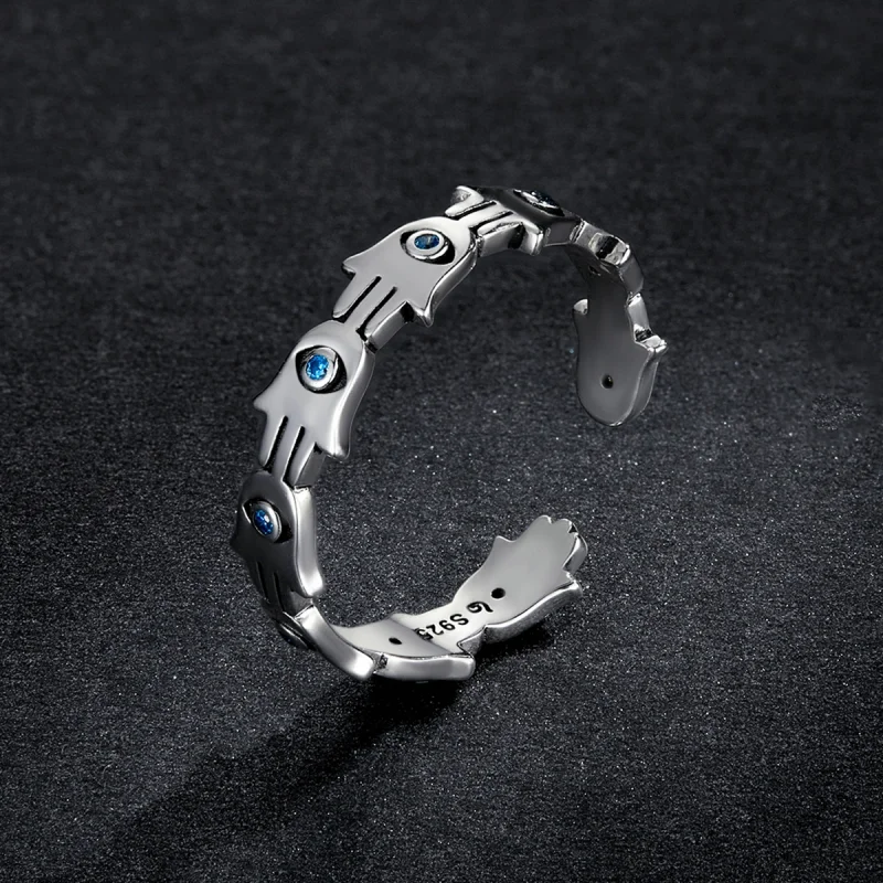 (imagem para) Pandora Style Hand of Fatima Open Ring - BSR237 - Visualizar 5