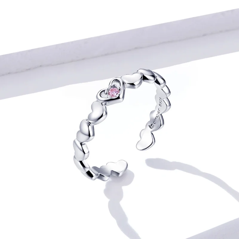 (imagem para) Pandora Style Heart Mirror Open Ring - BSR100 - Visualizar 2