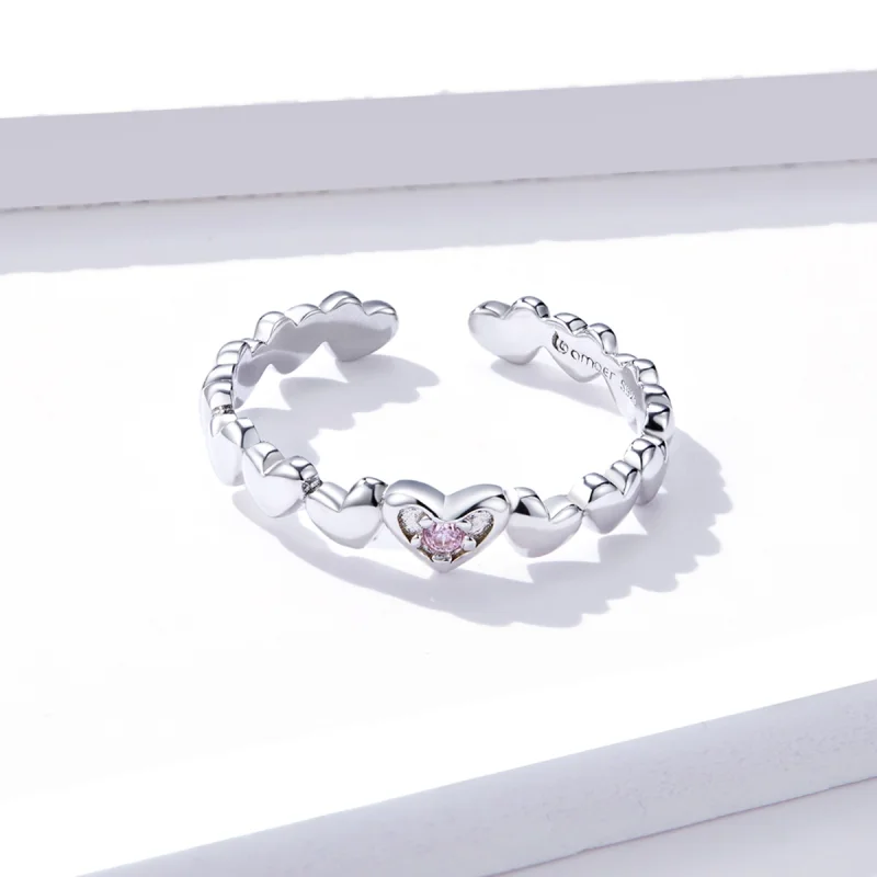 (imagem para) Pandora Style Heart Mirror Open Ring - BSR100 - Visualizar 3