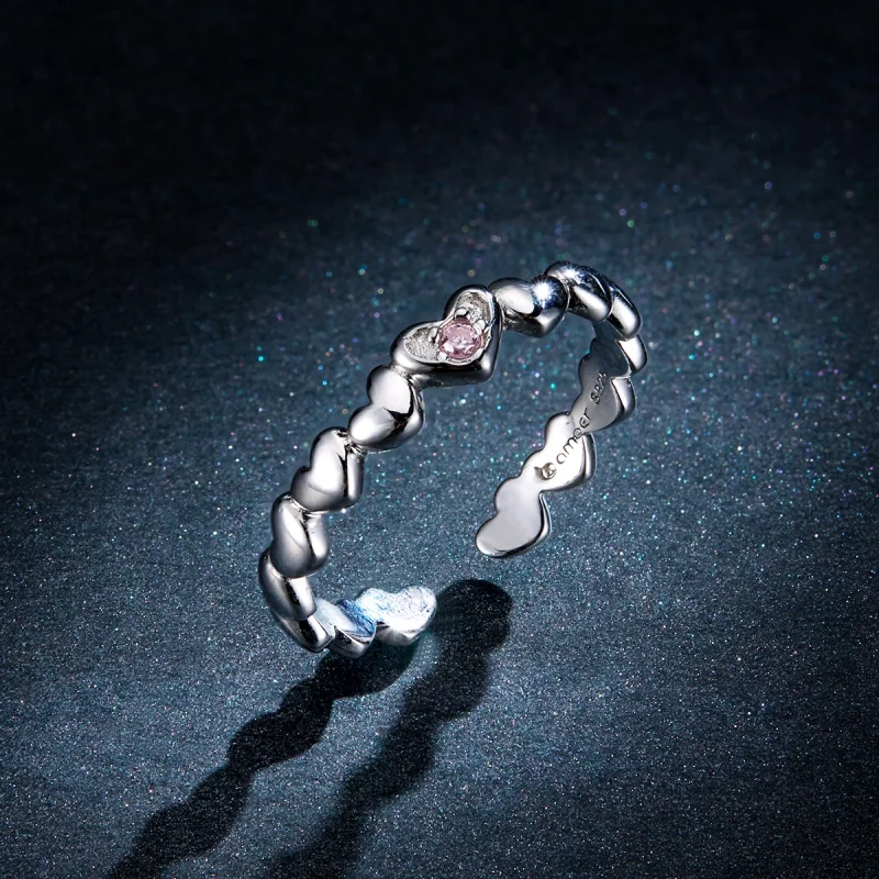 (imagem para) Pandora Style Heart Mirror Open Ring - BSR100 - Visualizar 5