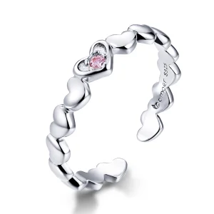 (imagem para) Pandora Style Heart Mirror Open Ring - BSR100
