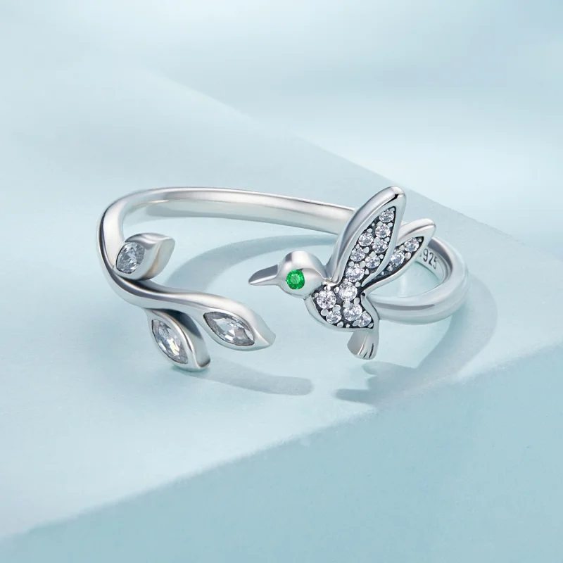 (imagem para) Pandora Style Hummingbird Open Ring - SCR871 - Visualizar 3