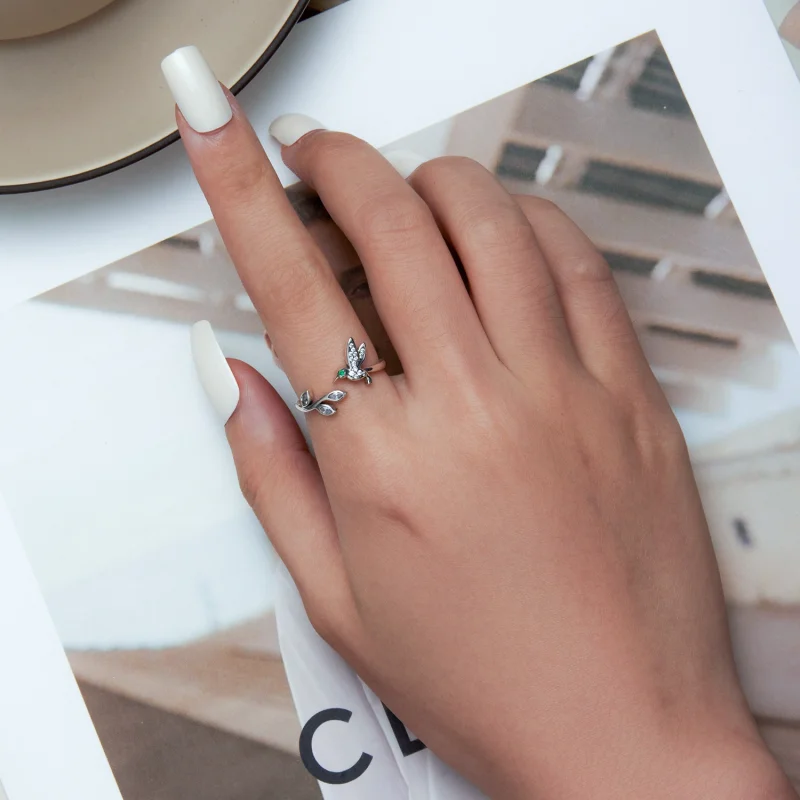 (imagem para) Pandora Style Hummingbird Open Ring - SCR871 - Visualizar 4