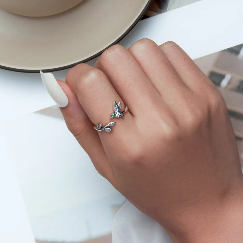 (imagem para) Pandora Style Hummingbird Open Ring - SCR871 - Visualizar 5