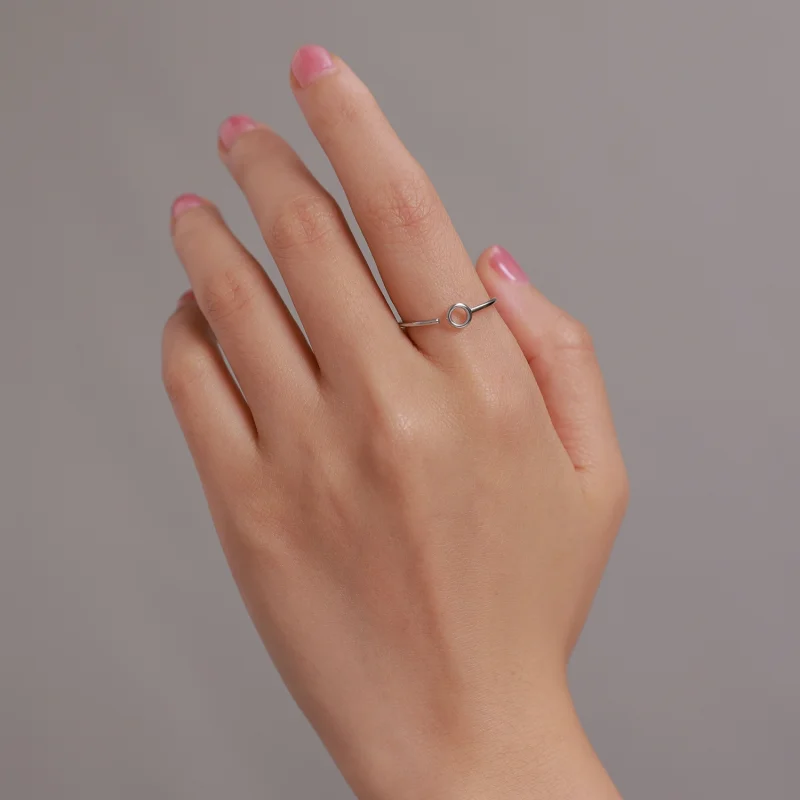 (imagem para) Pandora Style Little Circle Open Ring - BSR204 - Visualizar 8