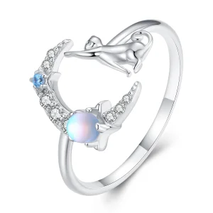 (imagem para) Pandora Style Moon Cat Open Ring - BSR315