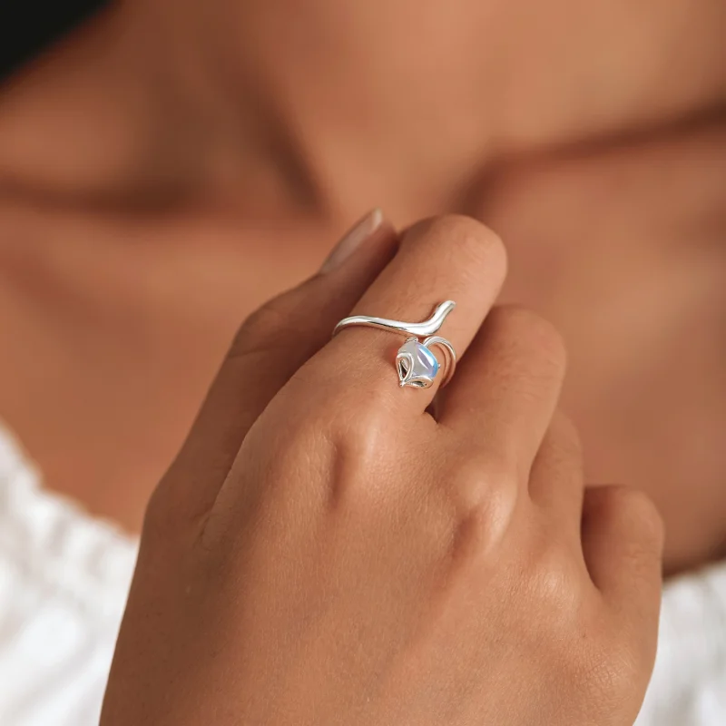 (imagem para) Pandora Style Moonstone Fox Open Ring - SCR756 - Visualizar 6