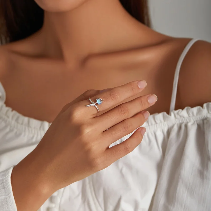 (imagem para) Pandora Style Moonstone Fox Open Ring - SCR756 - Visualizar 8