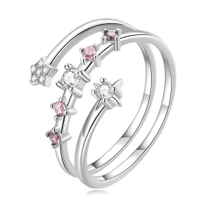 (imagem para) Pandora Style Multi-Layered Stars Open Ring - BSR310