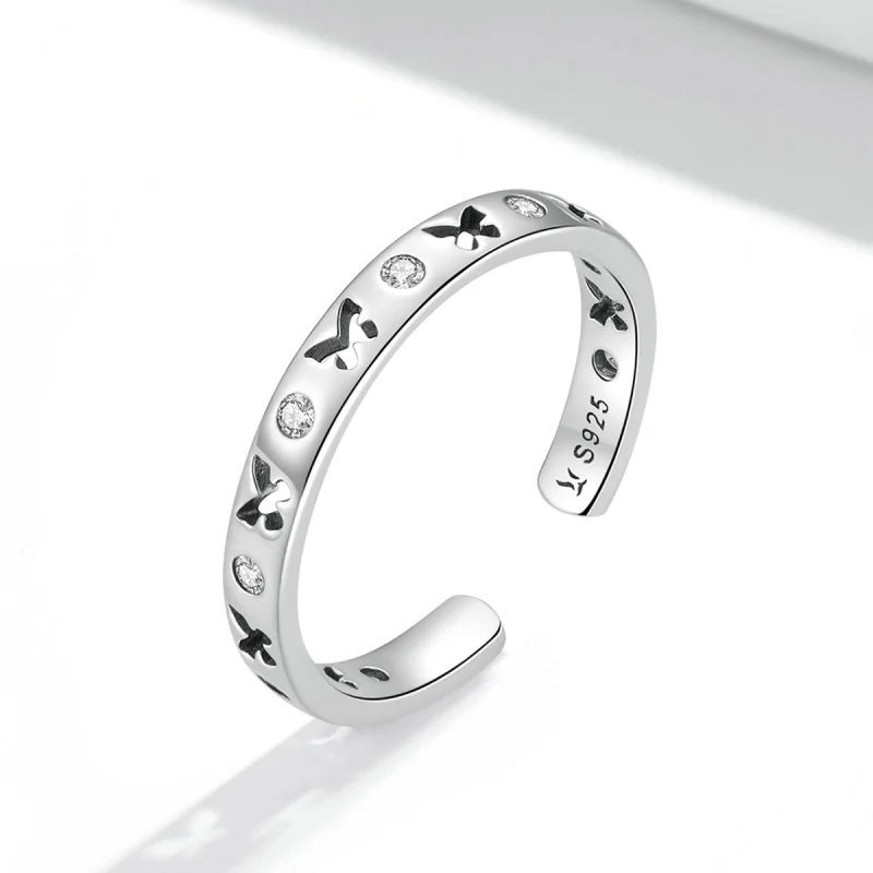 (imagem para) Pandora Style Openwork Butterfly Open Ring - SCR764 - Visualizar 2