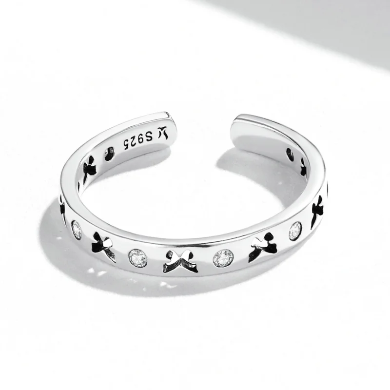 (imagem para) Pandora Style Openwork Butterfly Open Ring - SCR764 - Visualizar 3