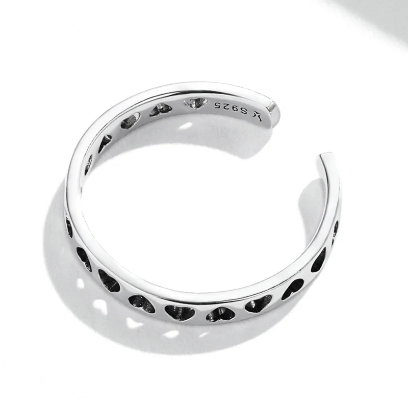(imagem para) Pandora Style Openwork Heart Open Ring - SCR765 - Visualizar 4