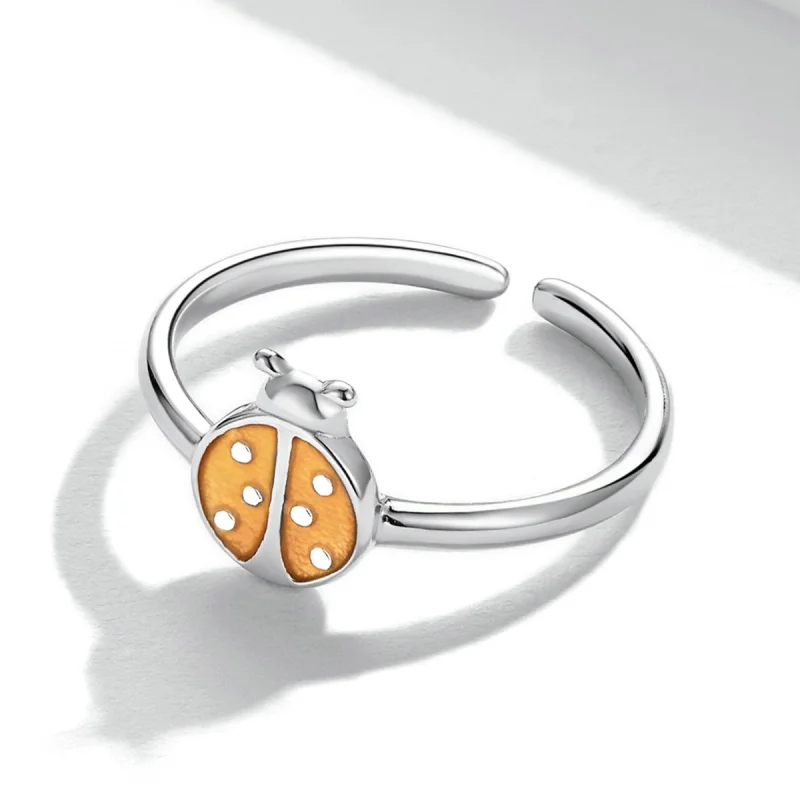 (imagem para) Pandora Style Orange Ladybug Open Ring - SCR774 - Visualizar 3