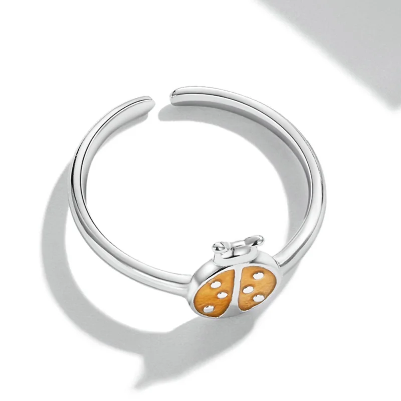 (imagem para) Pandora Style Orange Ladybug Open Ring - SCR774 - Visualizar 4