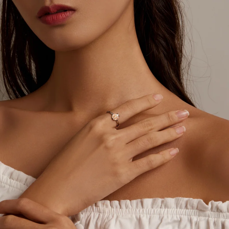 (imagem para) Pandora Style Orange Ladybug Open Ring - SCR774 - Visualizar 5