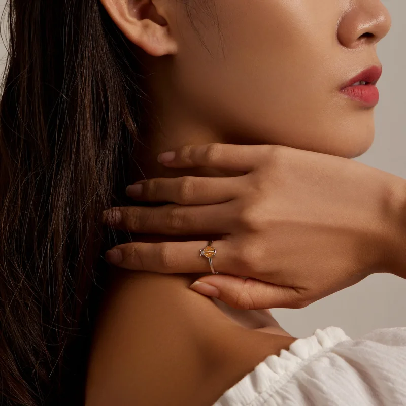 (imagem para) Pandora Style Orange Ladybug Open Ring - SCR774 - Visualizar 6