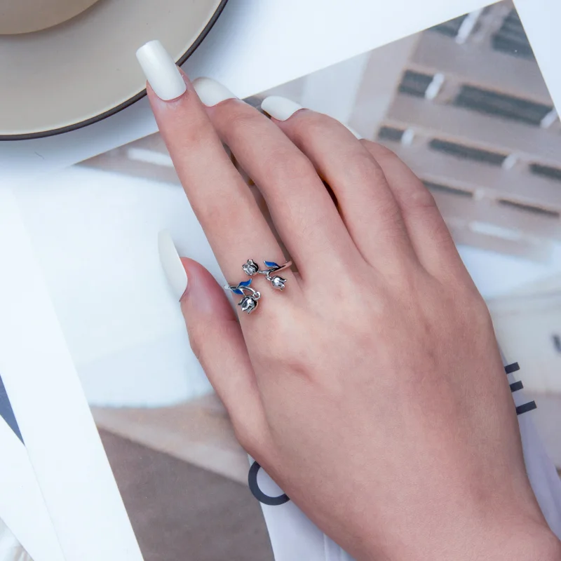 (imagem para) Pandora Style Orchid Open Ring - BSR287 - Visualizar 6