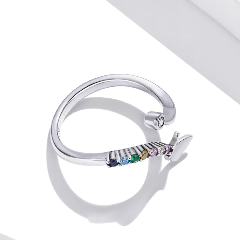 (imagem para) Pandora Style Rainbow Butterfly Open Ring - SCR730 - Visualizar 4
