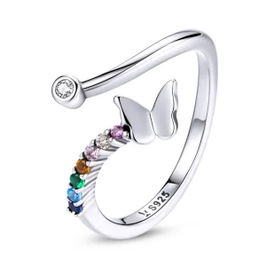 (imagem para) Pandora Style Rainbow Butterfly Open Ring - SCR730