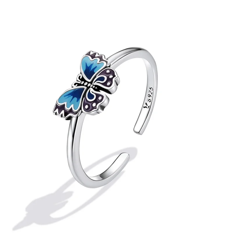(imagem para) Pandora Style Retro Butterfly Open Ring - SCR802 - Visualizar 2