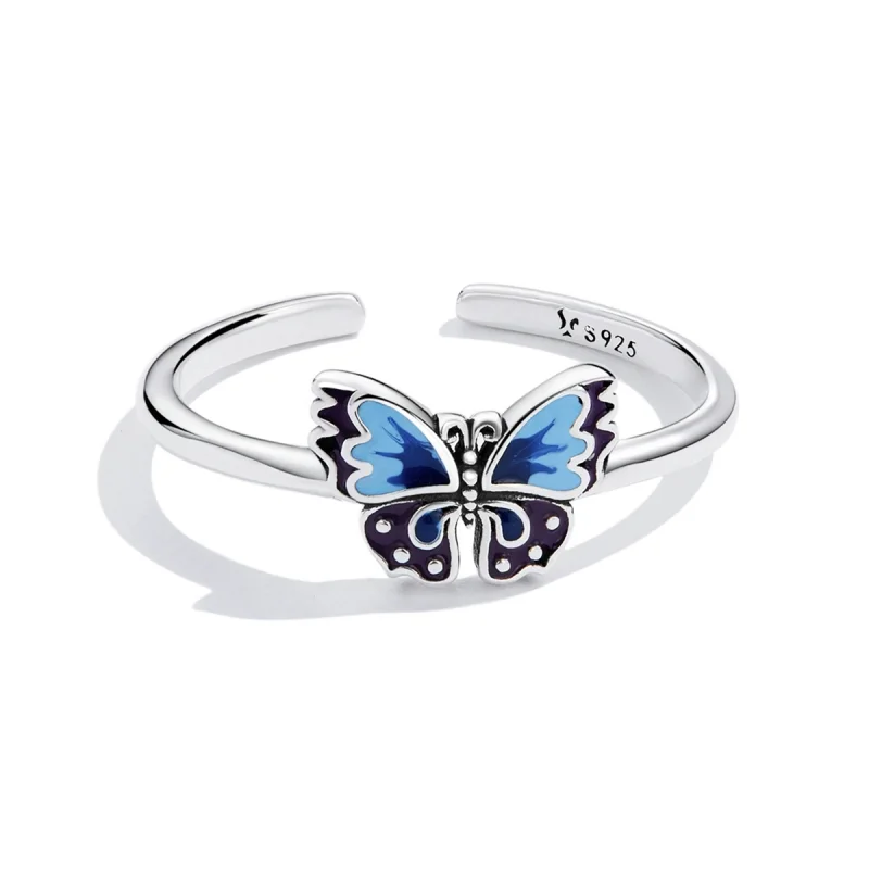 (imagem para) Pandora Style Retro Butterfly Open Ring - SCR802 - Visualizar 3