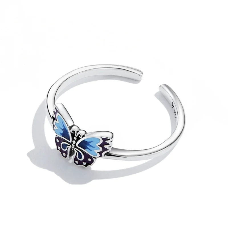 (imagem para) Pandora Style Retro Butterfly Open Ring - SCR802 - Visualizar 4