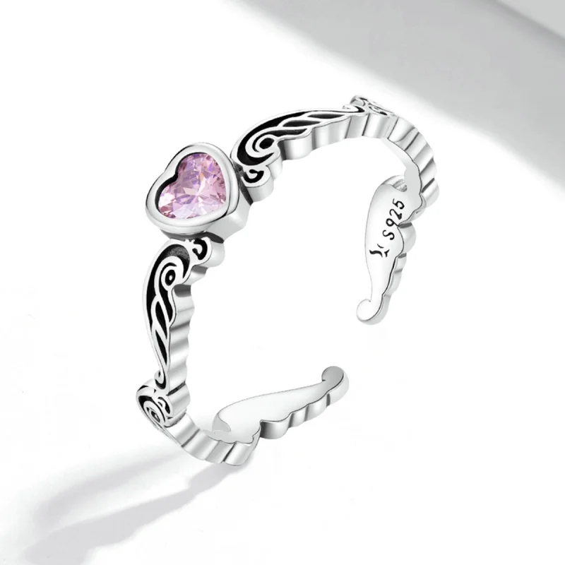(imagem para) Pandora Style Retro Pattern - Heart Open Ring - SCR766 - Visualizar 2
