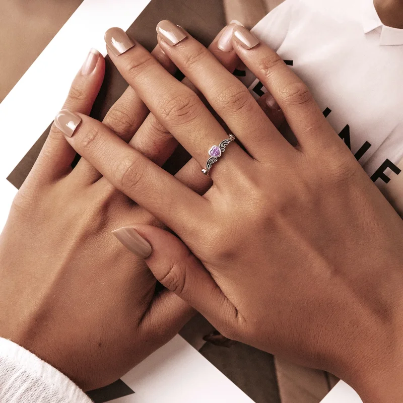 (imagem para) Pandora Style Retro Pattern - Heart Open Ring - SCR766 - Visualizar 6