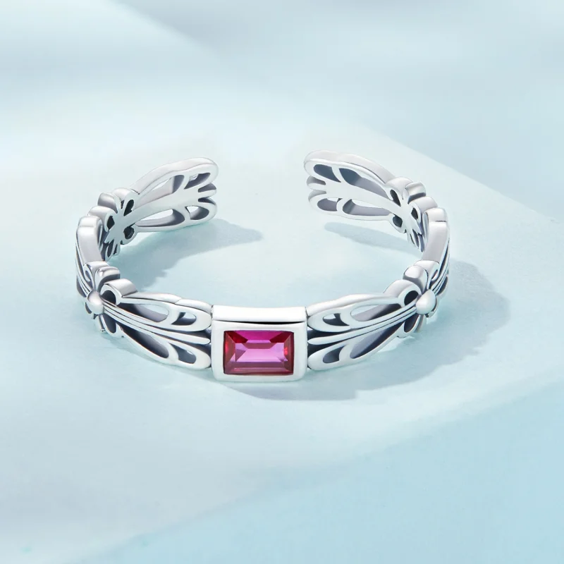 (imagem para) Pandora Style Retro Pattern Open Ring - SCR880 - Visualizar 3