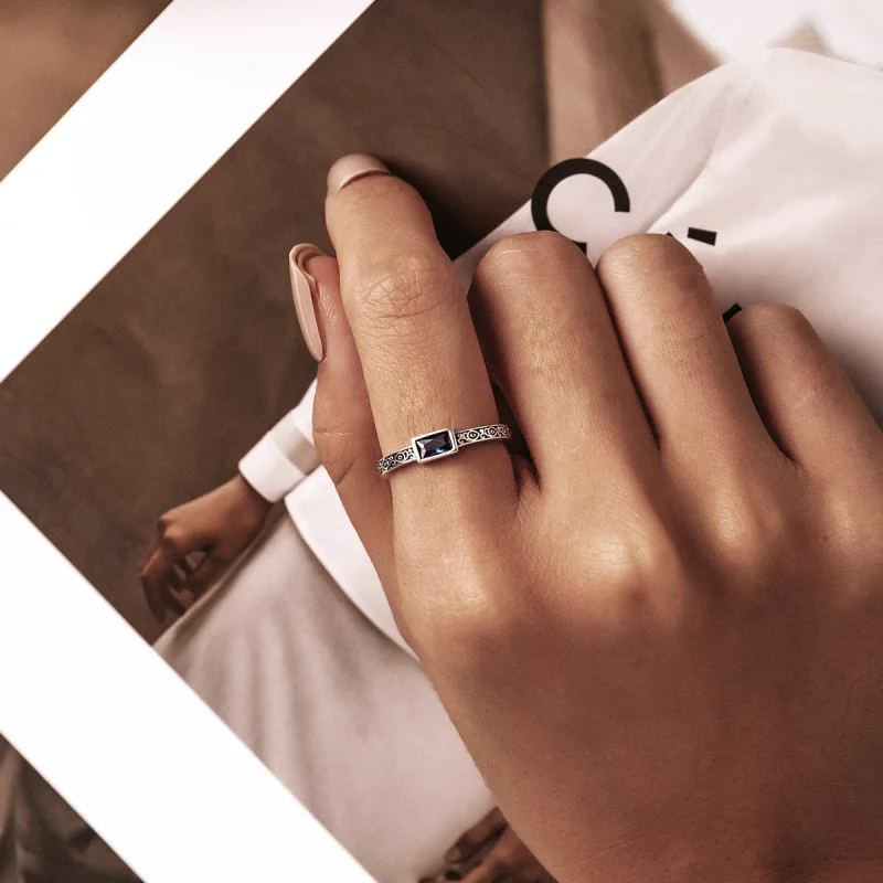 (imagem para) Pandora Style Retro Pattern - Zirconium Open Ring - SCR768 - Visualizar 7