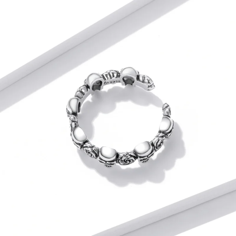 (imagem para) Pandora Style Rose Skull Open Ring - BSR218 - Visualizar 4