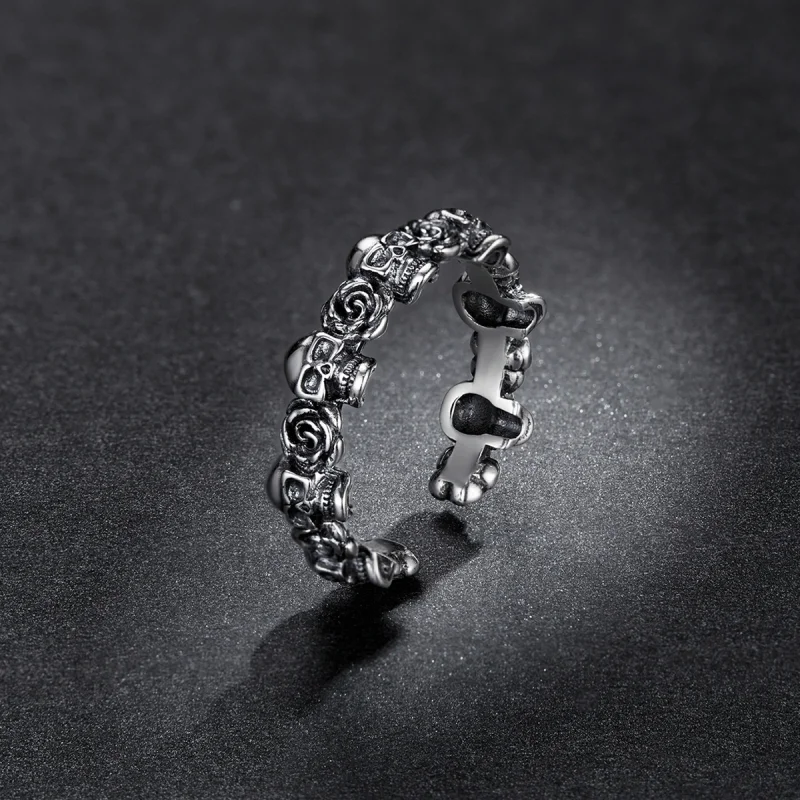 (imagem para) Pandora Style Rose Skull Open Ring - BSR218 - Visualizar 5