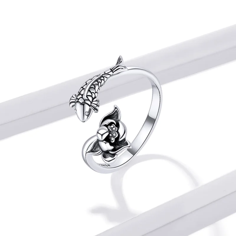 (imagem para) Pandora Style Ruffled Koi Open Ring - BSR201 - Visualizar 2