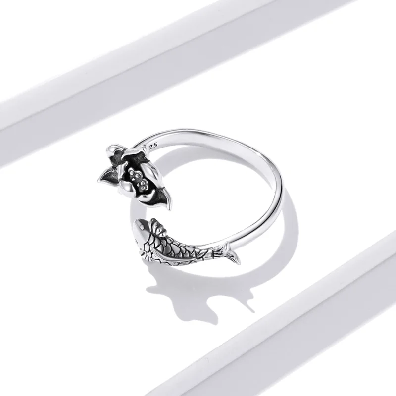 (imagem para) Pandora Style Ruffled Koi Open Ring - BSR201 - Visualizar 3