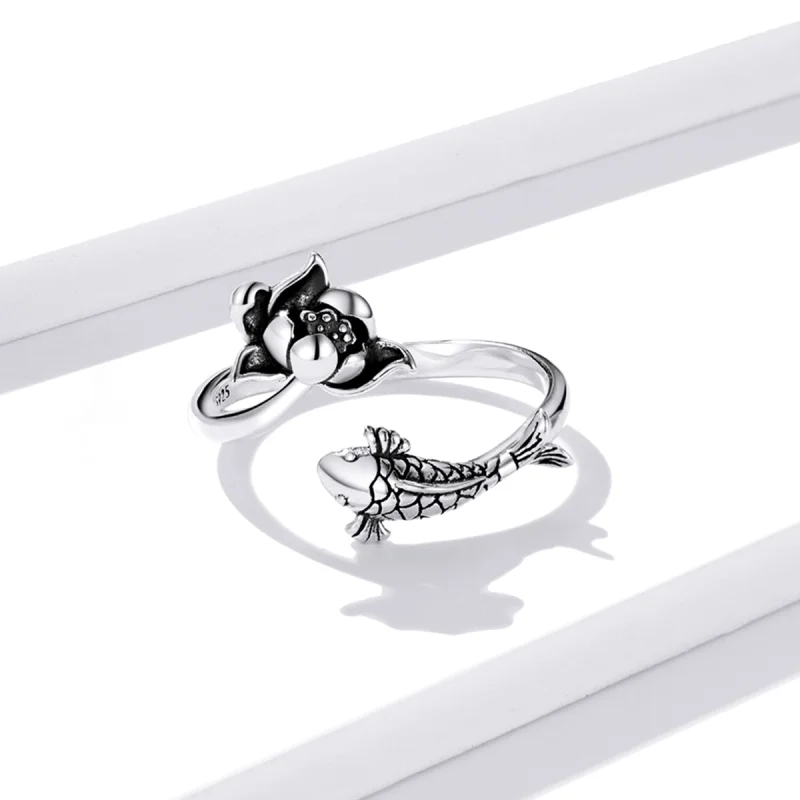 (imagem para) Pandora Style Ruffled Koi Open Ring - BSR201 - Visualizar 4