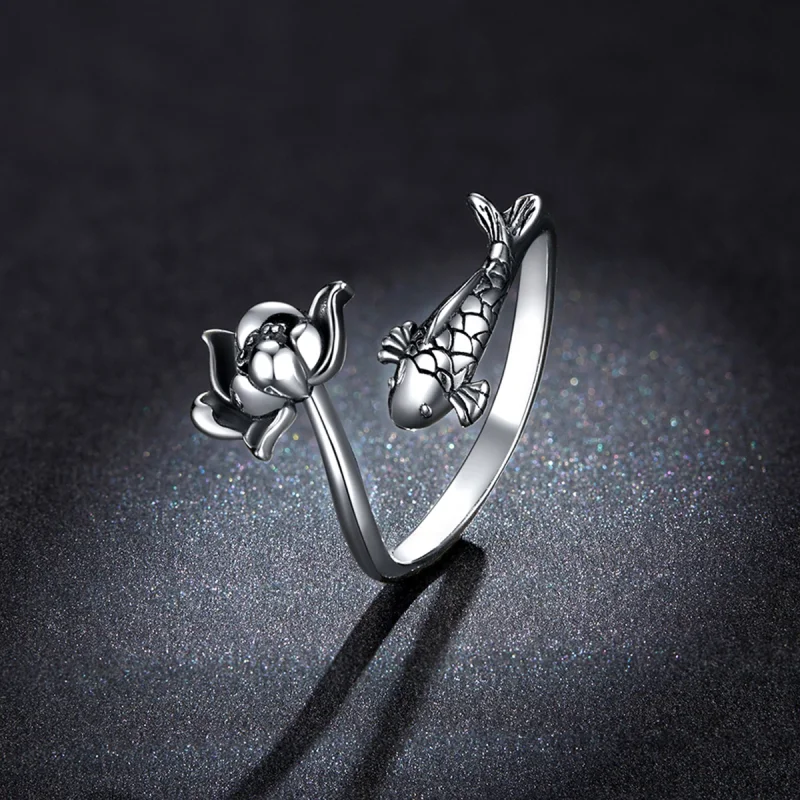 (imagem para) Pandora Style Ruffled Koi Open Ring - BSR201 - Visualizar 5