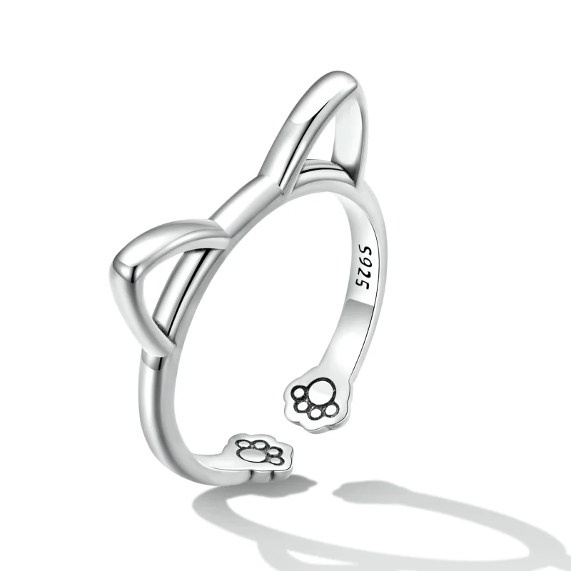 (imagem para) Pandora Style Simple Cat Open Ring - SCR832 - Visualizar 2