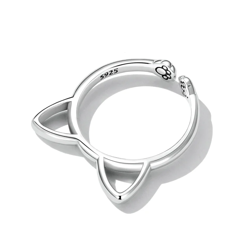 (imagem para) Pandora Style Simple Cat Open Ring - SCR832 - Visualizar 4