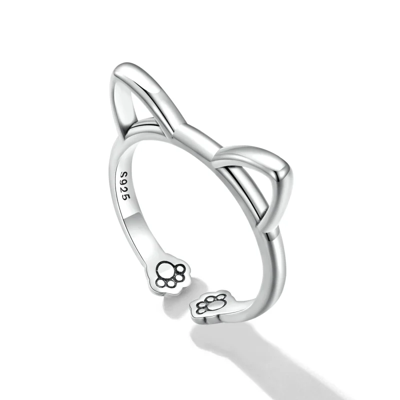 (imagem para) Pandora Style Simple Cat Open Ring - SCR832 - Visualizar 5