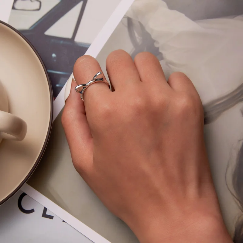 (imagem para) Pandora Style Simple Cat Open Ring - SCR832 - Visualizar 6